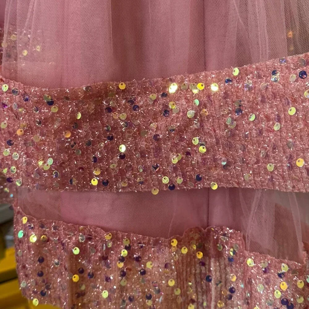 Girls Blush Pink Sequin Tulle Dress Party Holiday  Formal NWOT - Picture 5 of 7